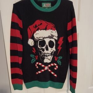 Light Up Santa Skull Ugly Christmas Sweater